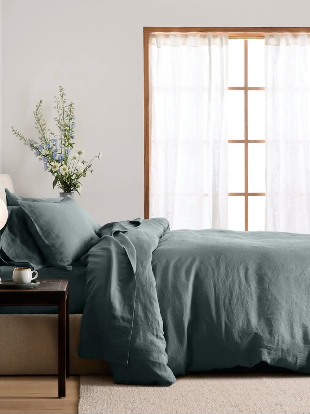 NWOT European Linen Duvet Set - Ocean Color King/CalKing - 214 Retail - Picture 3 of 6